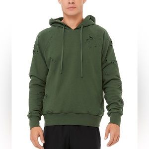 ALO Yoga Green Distressed Hoodie